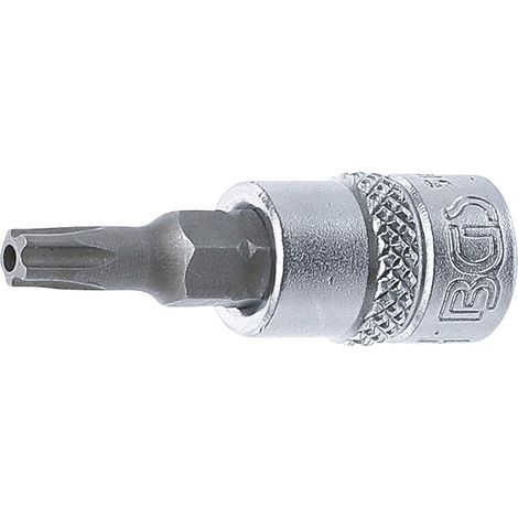 1 - Douille à embouts - Profil TS - Pour Torx Plus avec perçage TS25 - Acier chrome-vanadium chromé mat - Usage professionnel - Argent - 6,3 mm x 38 mm