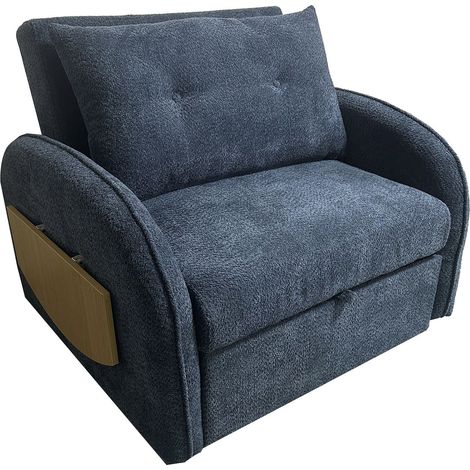 Home Heavenly® - Sofá cama THOR sofá plegable tapizado en tela super soft, 105x99x89 cm. Color : 1 plaza Azul (1/5)