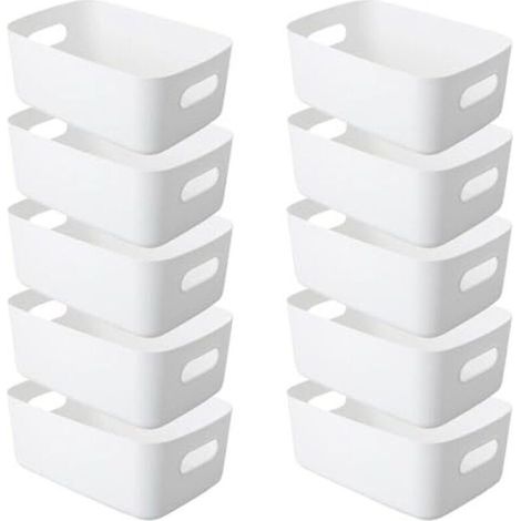 Set mit 10 Aufbewahrungsboxen, Kunststoffkörbe mit Griffen, 24 x 17 x 10 cm, für Küchenschränke und Badezimmerregale - Crezuo (1/4)
