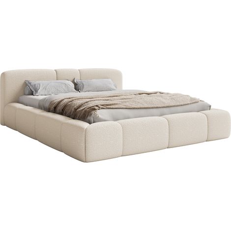 Selsey Bowia – Polsterbett 180x200 cm, Bouclé Hellbeige