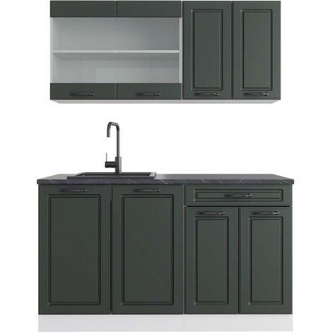 Cocina versátil R-Line, Antracita casa de campo/blanco, 140 cm , ET Antracita, Vicco