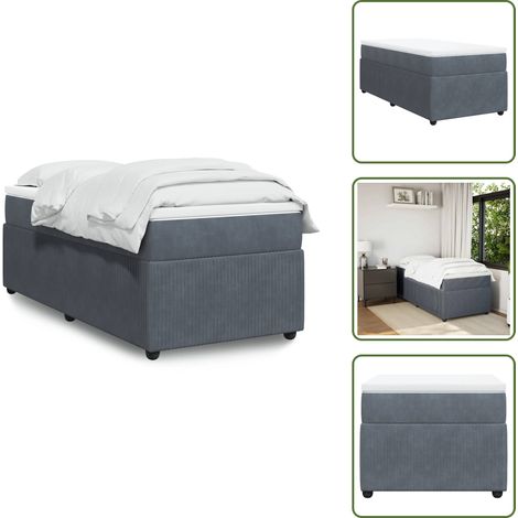 vidaXL Sommier à lattes de lit et matelas Gris foncé 90x190 cm Velours