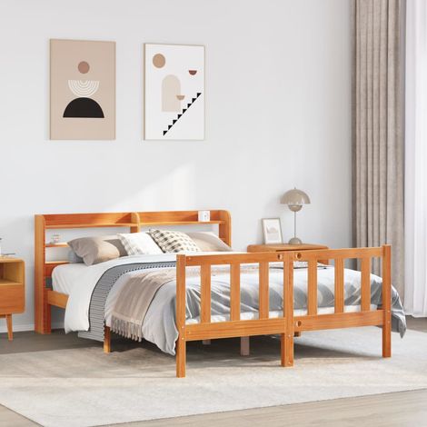Bed Frame with Headboard without Mattress Wax Brown 120x190 cm Small Double vidaXL (1/5)