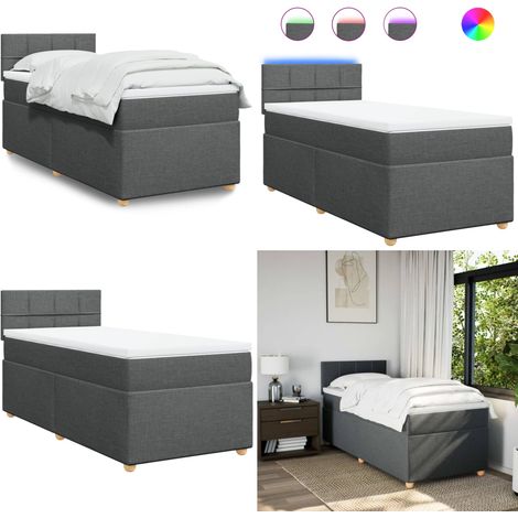 Boxspringbett mit Matratze Dunkelgrau 100x200 cm Stoff - Boxspringbett - Doppelbett - Bettenrahmen - Schlafsystem - Liegekomfort - Home & Living (1/5)