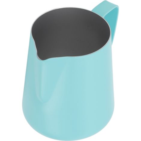 Pichet à lait en acier inoxydable 350 ml, bleu téflon, idéal pour les salons de thé et les cafés. (1/5)