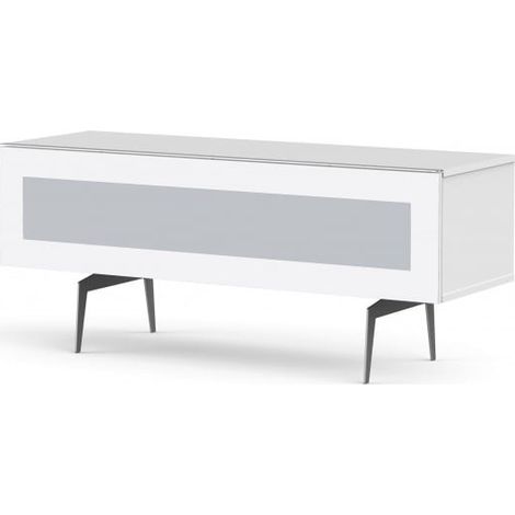 Meuble TV verre infrarouge et mélaminé blanc pieds métal Melbourne 120 cm (1/5)
