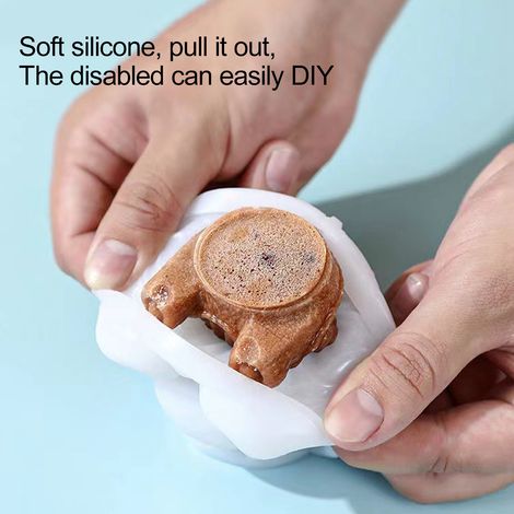 Set mit 2 großen Silikon-Eiswürfelformen in Bärenform (7x5 cm), für niedliche Eiswürfel, Kaffeedekorationen und geformte Eiswürfel (1/5)