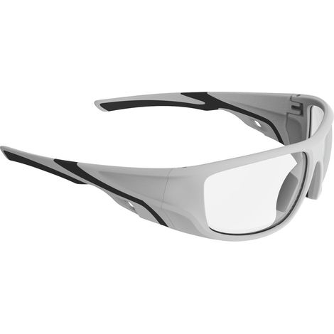 Gafas de seguridad EAGLE con lente transparente y protección UV 400, diseño ergonómico.