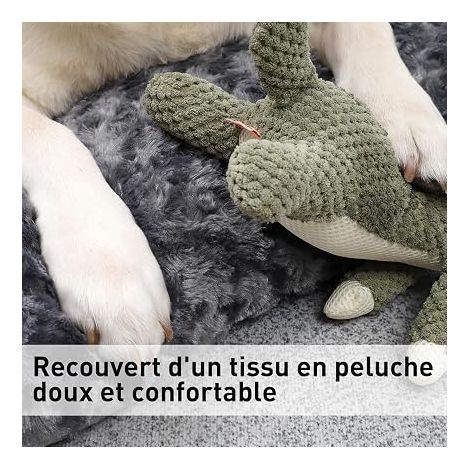 Panier pour Chien Grande Taille, 90x60cm, Coussin Chien Lavable, Velours Rose Moelleuse avec Fond Antidérapant, Tapis Matelas Lit Anti-Stress, Gris Ombre (1/3)