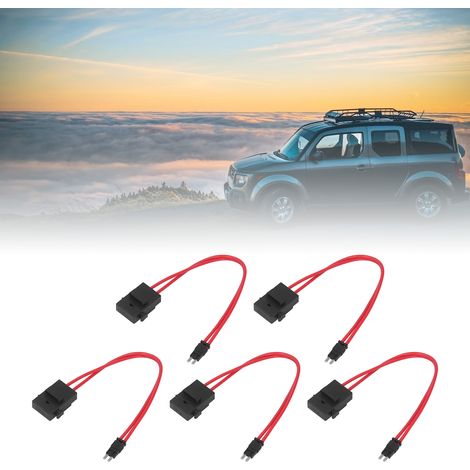 Ensemble de 5 connecteurs porte-fusibles automobiles, ATM 20 ampères 16AWG, porte-fusible à lame mini mince standard avec 5 fusibles à lame, ACM à long fil 9,1 mm. (1/5)