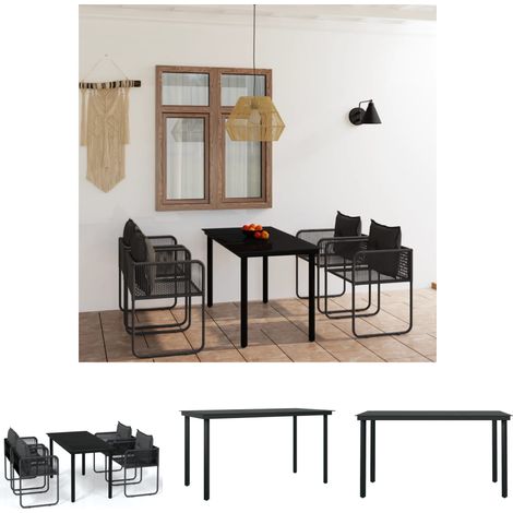 Gartenstuhl - vidaXL 5-tlg. Garten-Essgruppe Schwarz - Gartenmöbel Set (1/5)