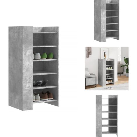Schuhschrank Betongrau 52x37,5x100 cm Holzwerkstoff - Schuhschrank - Schrank - Garderobe - Aufbewahrung - Organisation (1/5)