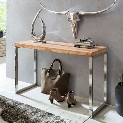 Bureau 120x45x77 cm en acacia massif et pieds en métal - ALISTER (1/5)