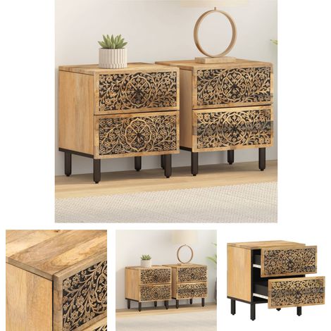 The Living Store Nachttische 2 Stk. 40x33x46 cm Massivholz Mango - Nachttische (1/5)