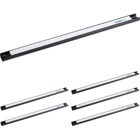 6 x Magnetleiste, für Werkzeug, stark magnetisch, Werkstatt, Garage, Büro, Werkzeugleiste, 45 cm, Stahl, schwarz/weiß (1/5)