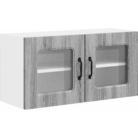 Armoire de cuisine rectangulaire moderne grand espace de stockage 80 x 31 x 40 cm en bois d'ingénierie gris sonoma (1/5)