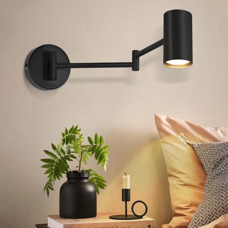 Applique Intérieur Noir Vintage Spot mural Chambre Applique Orientable Métal Eclairage Cage d escalier Rétro GU10 pour salon couloir Sans 230 V 40W (1/4)