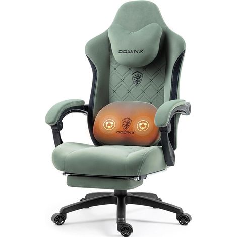 Dowinx Gaming Stuhl mit Beheizter Massage Lendenwirbelstütze und Fußstütze (1/5)