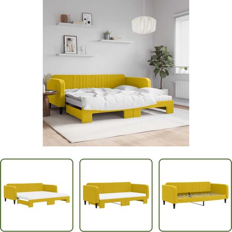 vidaXL Sofa-Bett - Tagesbett Ausziehbar mit Matratzen Gelb 100x200 cm Samt (1/5)