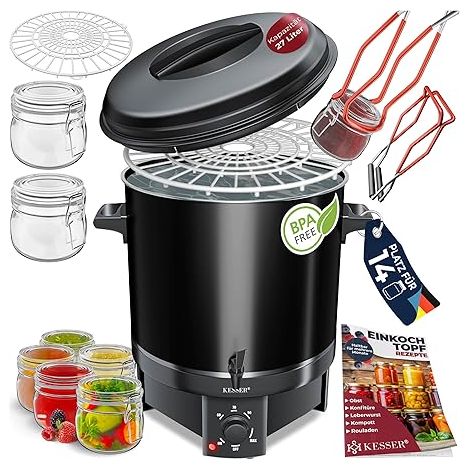 Vidaxl – Machine à conserves 27 litres – Acier inoxydable – 1800 watts – Température 30 à 100 °C – Fonctionnement continu – Arrêt automatique