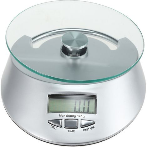 Báscula de cocina electrónica con frontal de cristal, peso de cocina 5 kg, 18x14x1,5cm (1/5)