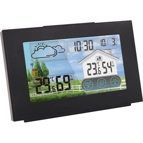Station Météo Professionnelle avec 3 Capteurs Sans Fil Ecran Tactile Couleur Prévisions Température Humidité Intérieure et Extérieure