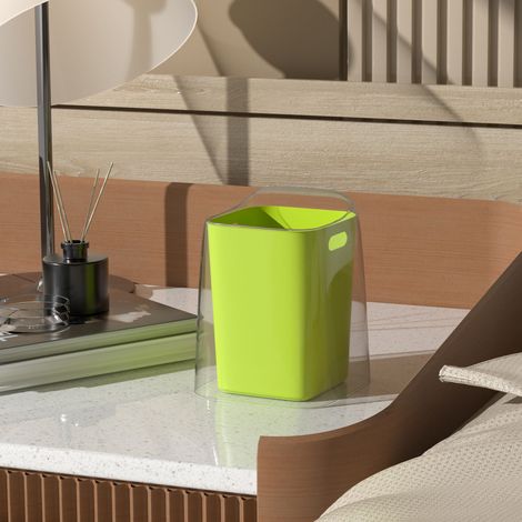 Poubelle de bureau sans couvercle, grande capacité, mini-poubelle de comptoir pour chambre ou salon, verte (1/5)