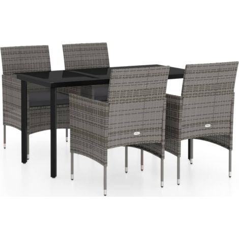 Maison Exclusive - Set da Pranzo da Giardino 5 pz con Cuscini Grigio e Nero