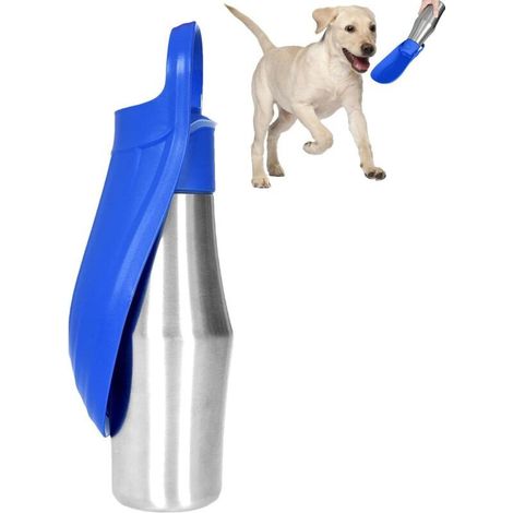 Gourde portable pour chien 750 ml en acier inoxydable – tasse pliable anti-fuite pour promenade et activités en extérieur (1/5)