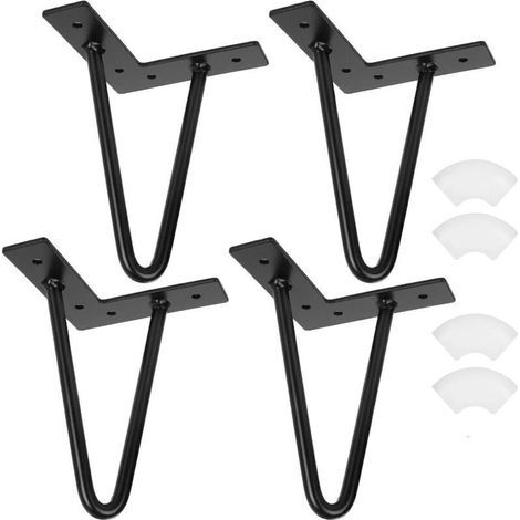 Pied de meuble, Pied Épingle 20cm/ 8in, Hairpin Legs Support de Table en Fer Forge, Pied de Meuble Métal Noir pour Table Basse - Lot de 4 (1/4)