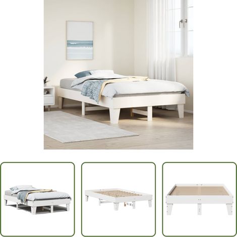 vidaXL Sommier à lattes -  Cadre de lit sans matelas blanc 135x190 cm bois de pin massif (1/5)