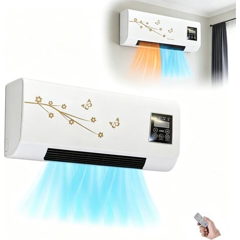 Ventilateur portable 2 en 1 - Ventilateur Mural Chaud/Froid - 45W/1300W - LCD - Silencieux - Mini unité de Ventilateur murale - Maison - Appareil de chauffage - Ventilation naturelle (1/5)