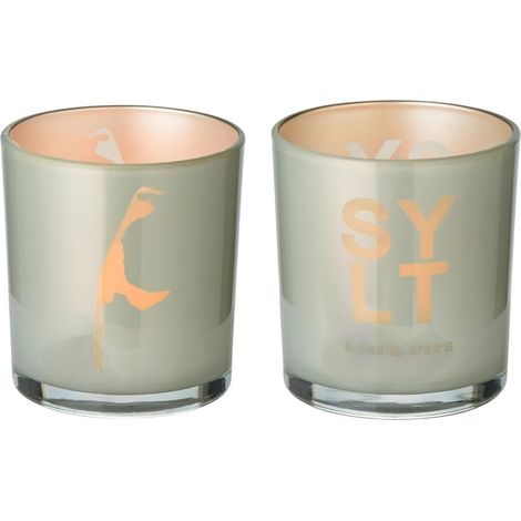 Lot de 2 Photophores Bougie Chauffe-Plat Motif Gris H 8 cm Intérieur et Extérieur - PANGIVO (1/4)