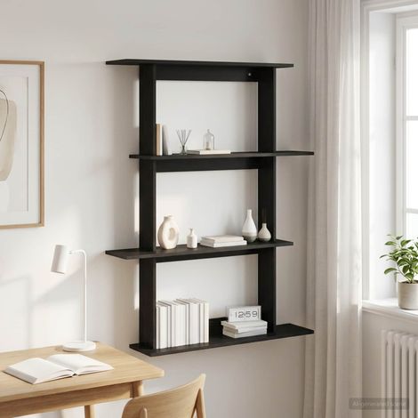 Étagère murale 100 x 20 x 126 cm en bois d’ingénierie chêne noir - PANGIVO (1/5)
