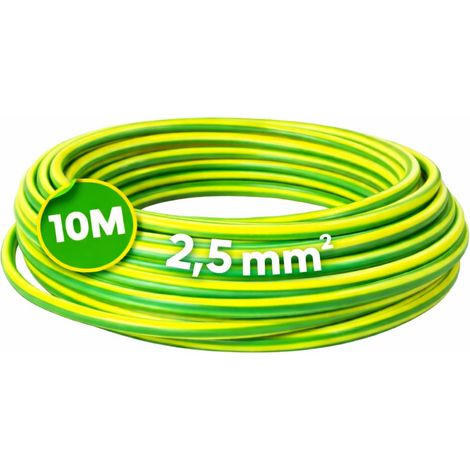 WEBMATEL Cable Eléctrico Flexible 2,5 mm² 10 m H07Z1-K Unipolar Libre Halógenos Amarillo-Verde (1/5)