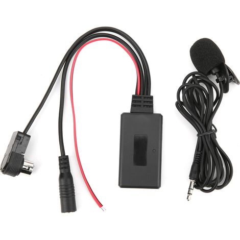 Adaptateur Bluetooth 5.0 Aux - Câble Audio avec Microphone Mains Libres - Compatible Autoradio Alpine et JVC - 1 Pièce