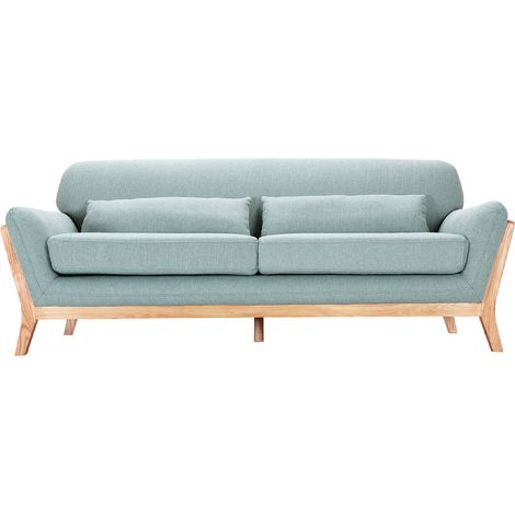 Divano scandinavo 3 posti blu laguna piedi legno YOKO