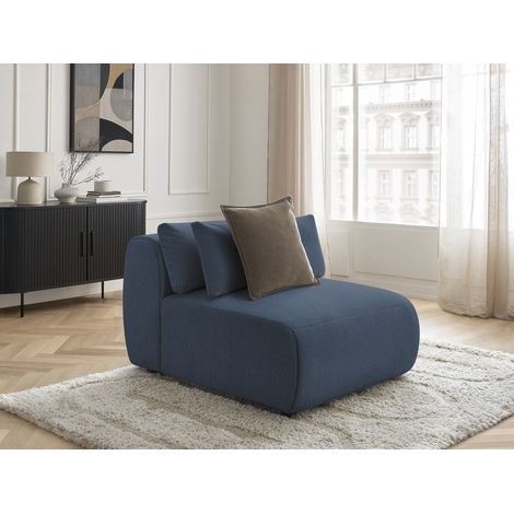 BOBOCHIC - Chauffeuse 1 place avec têtière pour canapé modulable JANA tissu chiné   Bleu (1/5)