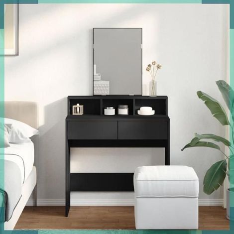 848172 Coiffeuse avec miroir noir 80x41x144,5 cm (1/5)