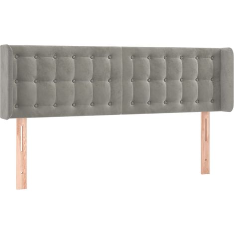 Testiera letto accessorio camera da letto mobili LED 147 x 16 x 78/88 cm tessuto in velluto grigio chiaro TDL0201375