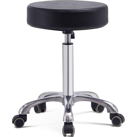 Tabouret pivotant à Hauteur réglable avec Roues Chaise Ronde Robuste pour Bureau à Domicile Salon Spa (Noir) (1/5)