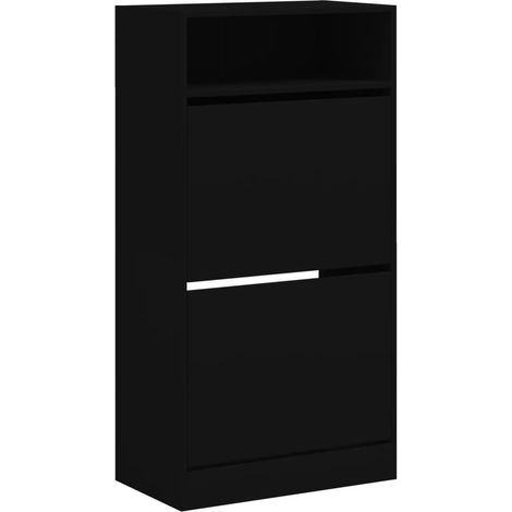 Zapatero mueble para entrada pasillo y salón 60 x 34 x 116 cm madera de ingeniería negra 020021995 (1/5)
