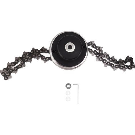 Tête de coupe-bordures à chaîne de rechange pour tondeuse à gazon, outil de jardinage extérieur, résistante à l'abrasion, sans fil, noire (1/5)