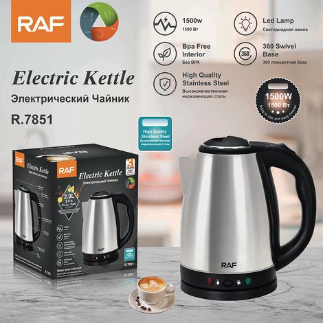 Bouilloire électrique européenne de 2 litres avec revêtement intérieur en acier inoxydable, chauffe rapide (1/5)