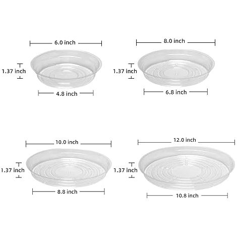 20 Pack Plant Saucers (6 inch / 8inch / 10inch / 12inch) Clear Plant Saucers Flower Pot Tray Excellent for Indoor & Outdoor Plants (1/5)