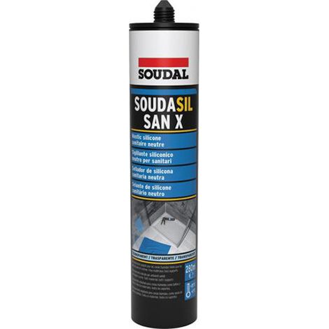 Mastic silicone sanitaire neutre SOUDASIL SAN X - Transparent - 280 ml