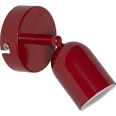 Applique Murale Moderne en Métal Rouge Bordeaux avec Spot Orientable GU10