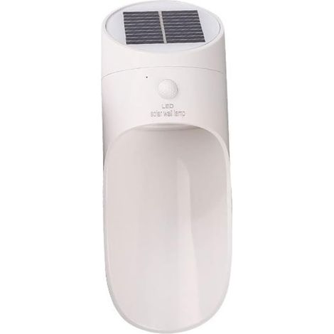 Lampe Solaire Exterieur Jardin, IP65 Etanche Eclairage Mural Extérieur Solaire 3000K Blanc Chaud Sans Fil Luminaire Décoration--Blanc (1/5)