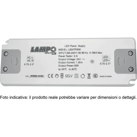Alimentatore Driver LED Termoplastico Lampo LS12TP8W 8W 12V DC IP20