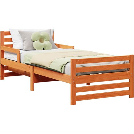 Maison Exclusive - Bettrahmen mit Kopfteil Wachsbraun 80 x 200 cm